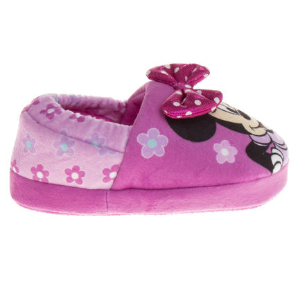 Disney Minnie Mouse Slippers for Kids Minnie's Bow Plush Warm Soft Aline Comfy Lightweight House Shoes