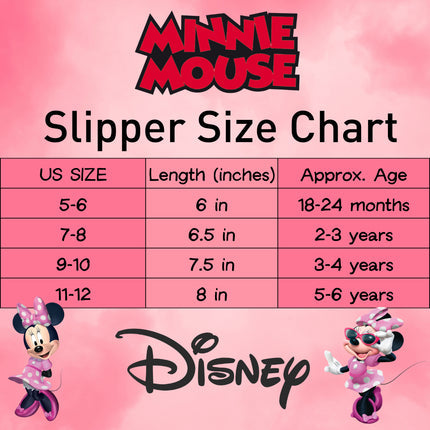 Disney Minnie Mouse Slippers for Kids Minnie's Bow Plush Warm Soft Aline Comfy Lightweight House Shoes