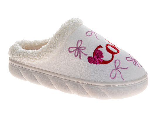 Coca-Cola Coke Women’s Cozy Plush Slide Slippers with Bow – Soft Cream House Shoes, Lightweight Indoor Comfort Bedroom Slippers (Adults)