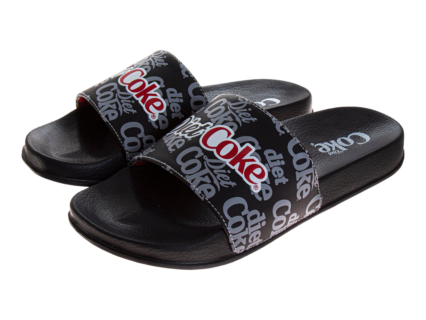 Coca-Cola Coke Men’s Slide Sandals – Black Logo Graphic Slip-On Slides Lightweight Comfort Casual Slides (Adults)