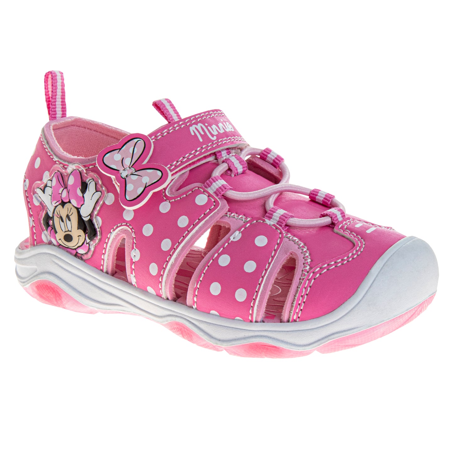 Disney Minnie MoMinnie Mouse LED light up Hook & Loop Girls Toddler Closed Toe Sport Sandals