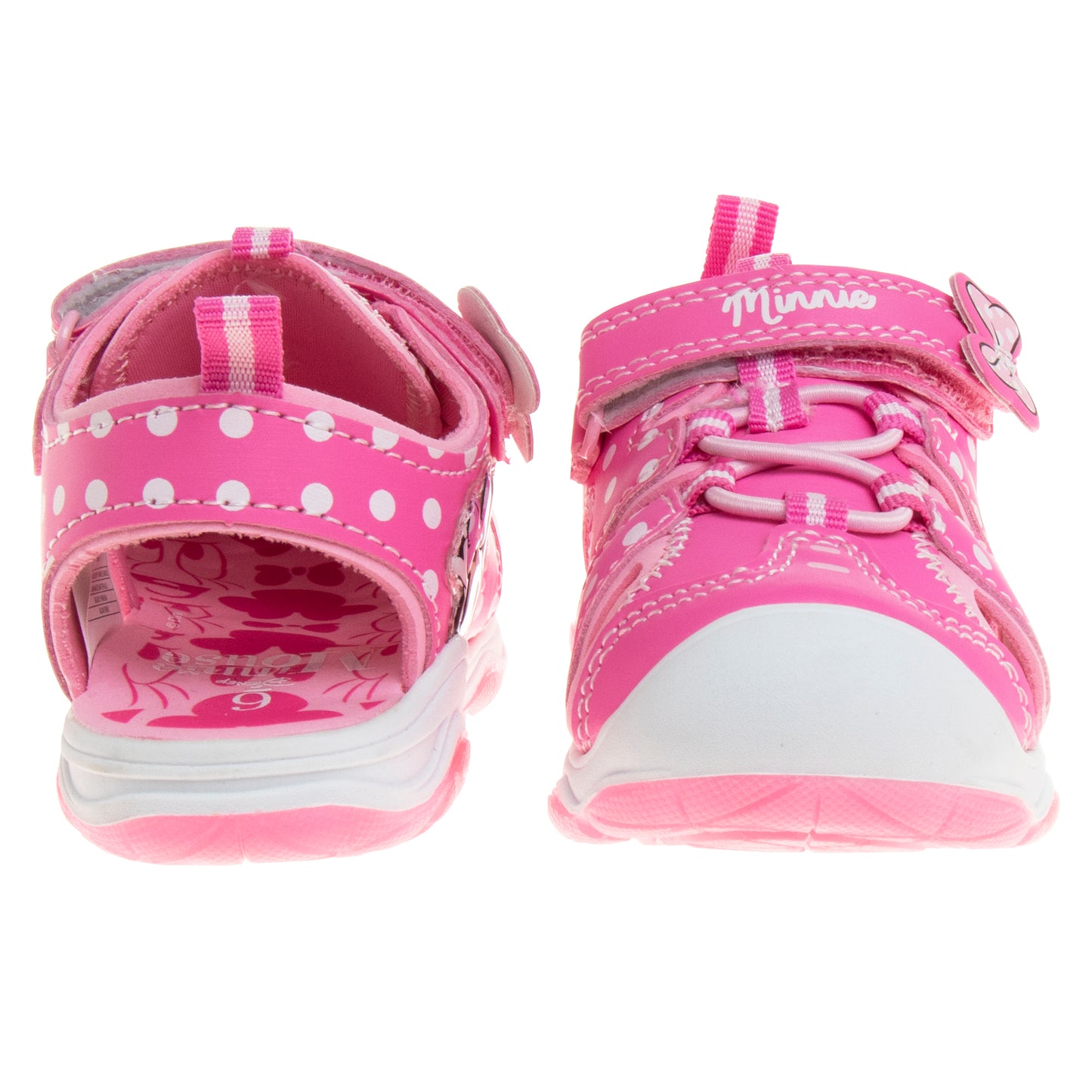 Disney Minnie MoMinnie Mouse LED light up Hook & Loop Girls Toddler Closed Toe Sport Sandals