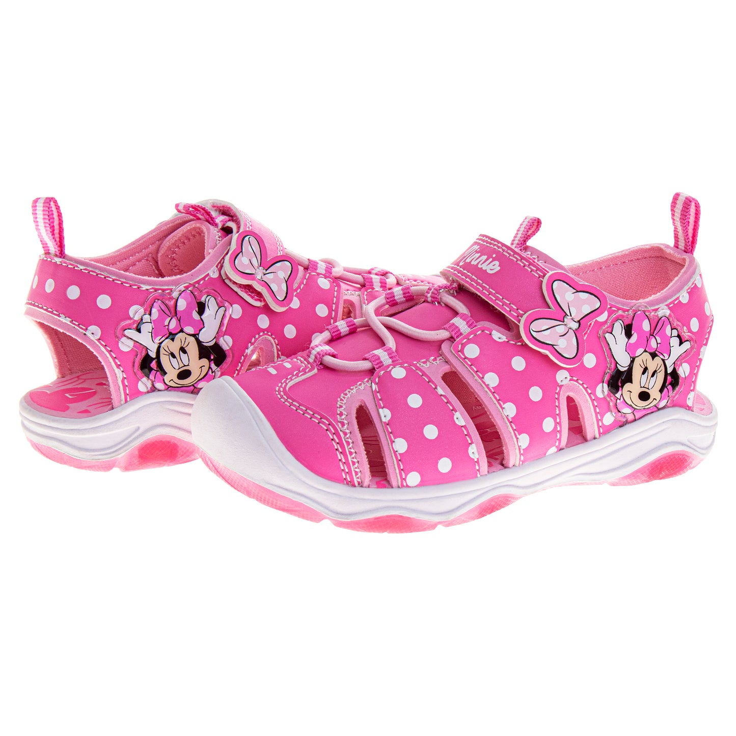 Disney Minnie MoMinnie Mouse LED light up Hook & Loop Girls Toddler Closed Toe Sport Sandals