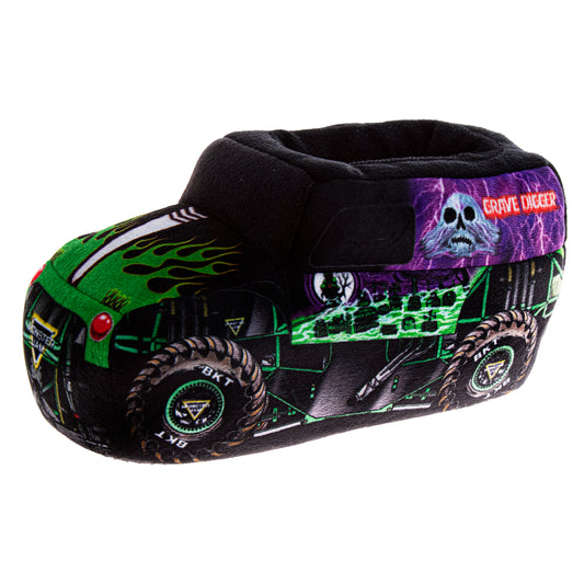 Monster Jam Grave Digger Kids 3D Slip-On Slippers Dual Sizes (Toddler / Little Kid)