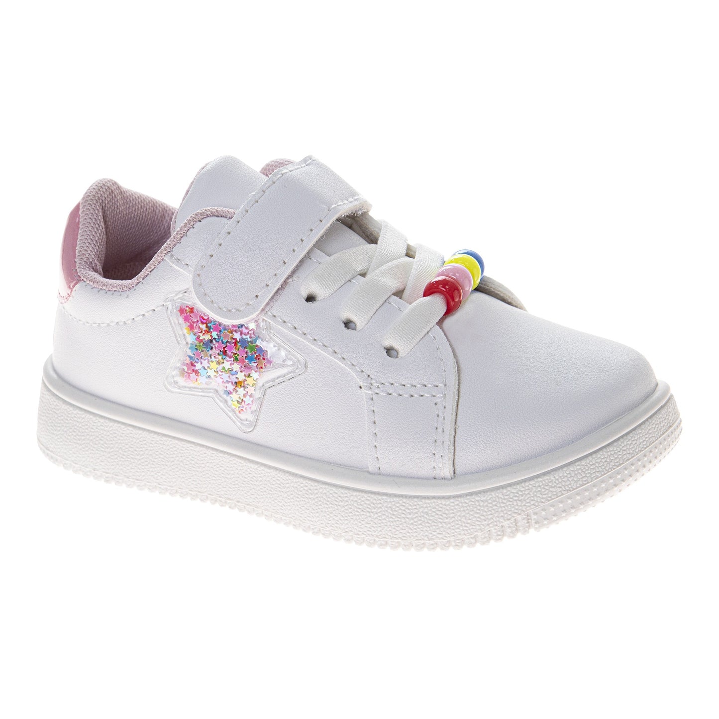 Laura Ashley Fashion Sneakers – Girls Hook-and-Loop Star Casual Shoes with Rainbow Charm Detail (Toddler)