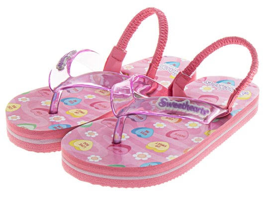 Sweethearts Girls Shoes, Girls Flip Flops, Thong Sandals - Kids Beach and Pool Shoes, Slip On Pink and Purple (Toddler Sizes 6-10, Little Kid Sizes 11)