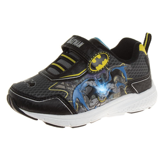 Josmo Boys Batman - Toddler Sneaker Superhero Comics Slip on Laceless Runner Breathable Sneakers Light up Tennis (Size 6-12 Toddler)