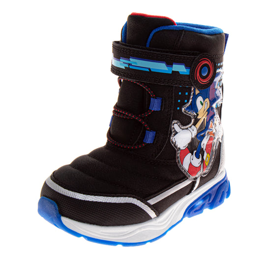 Sega Sonic the Hedgehog Snow Boots Boys Super Speed Water Resistant Warm Lined Durable Tread Winter Ready (Toddler / Little Kid)