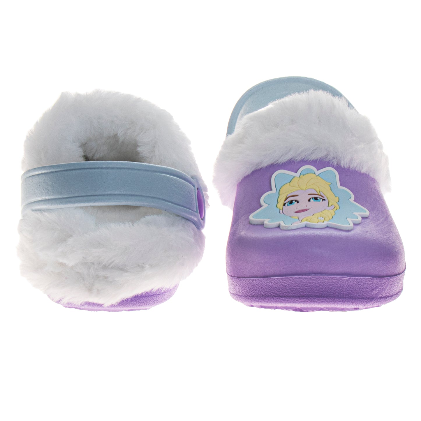 Disney Frozen Anna and Elsa Fuzzy Fleece Lined Clogs for Girls Winter Warm Plush Garden Shoes (Toddler)