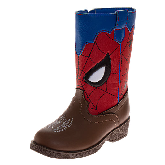 Spider-Man Cowboy Boots Boys WebSlinger Western Style PullOn Tabs Durable Tread Action Ready (Toddler / Little Kid)