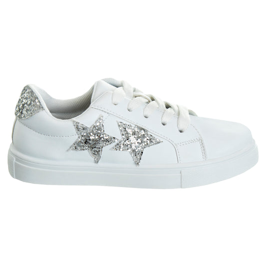 Kensie Girl LaceUp Glittery Casual Sneakers Girls' Stylish Fashionable Everyday Wear Comfort Fit Durable (Little Kid / Big Kid)