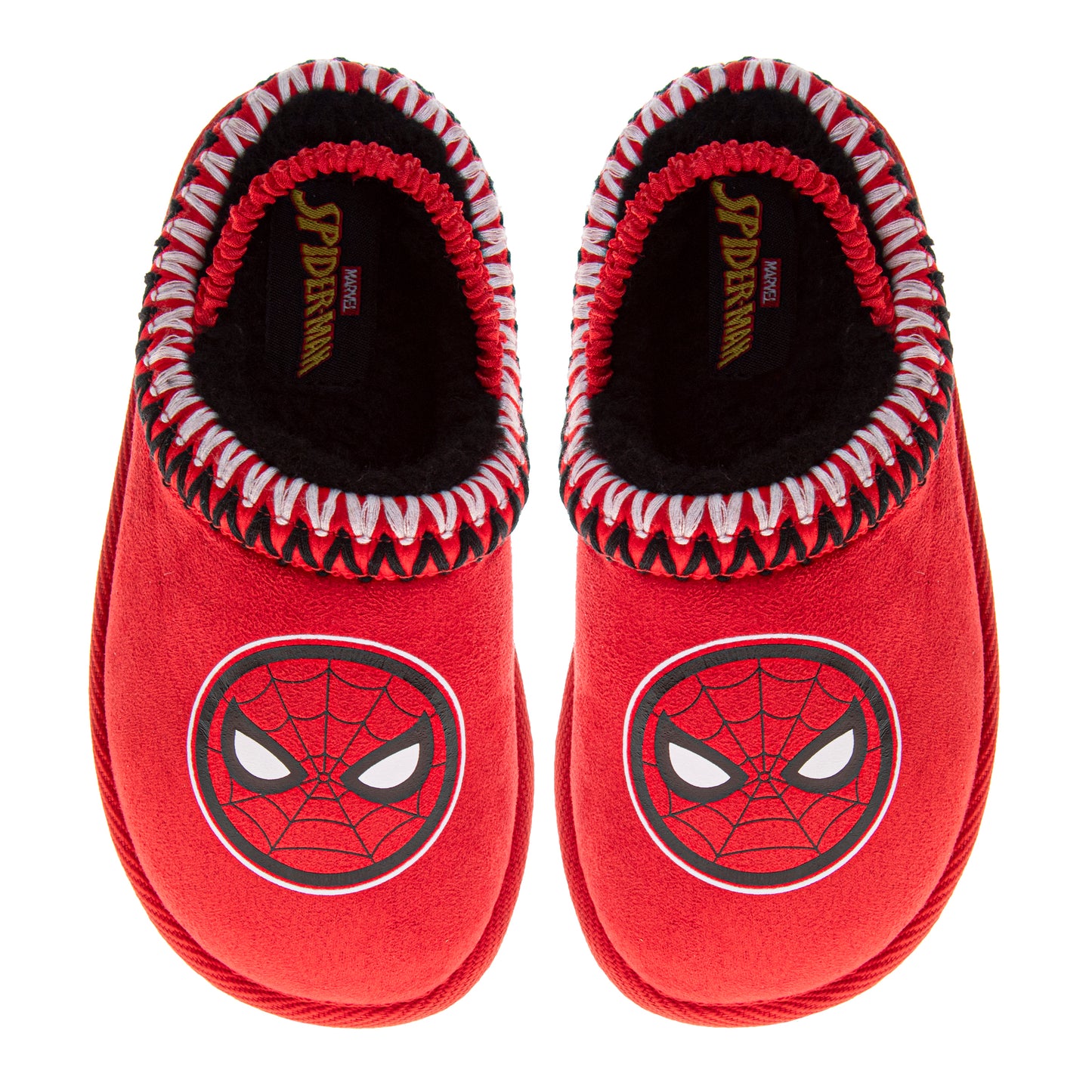 Marvel Avengers Boys Snow Slippers Spiderman Boots Faux Fur Winter Mules Cozy Warm House Shoes (Toddlers)
