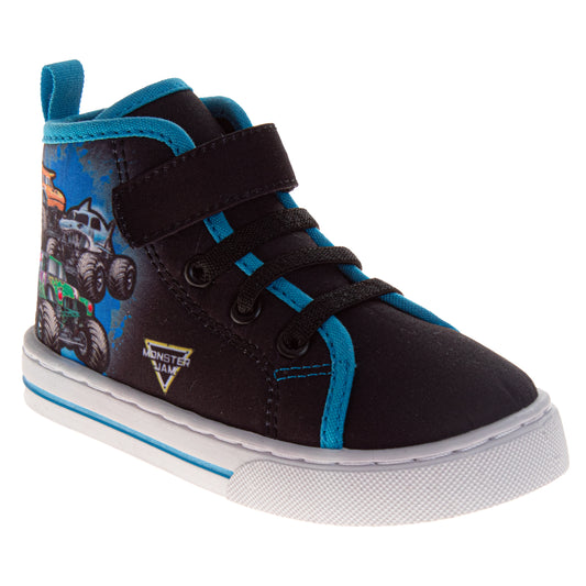Monster Jam Canvas HighTop Sneakers Kids Durable Rugged Tread LaceUp Style Action Ready Ankle Support (Toddler / Little Kid)