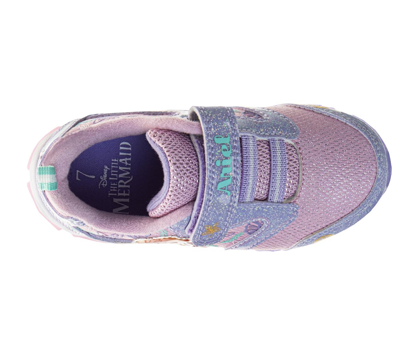 Disney The Little Mermaid Girls' Hook and Loop Light Up Fashion Sneakers (Toddlers)