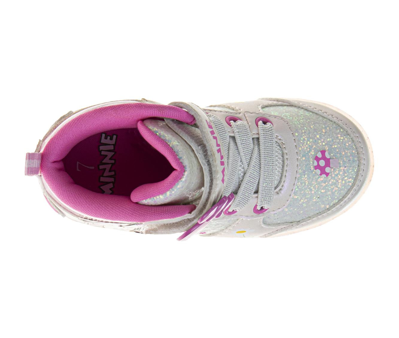 Disney Minnie Mouse Girls' Hook and Loop High Top Sneakers (Toddlers)