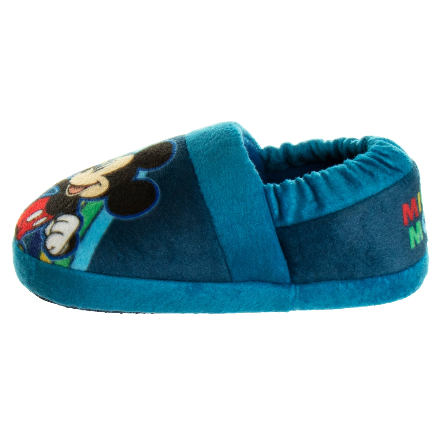 Disney Mickey Mouse Boys Slippers-Plush Lightweight Warm Comfort Soft Aline House Shoes Slippers - Navy Multi (sizes 5-12 Toddler)