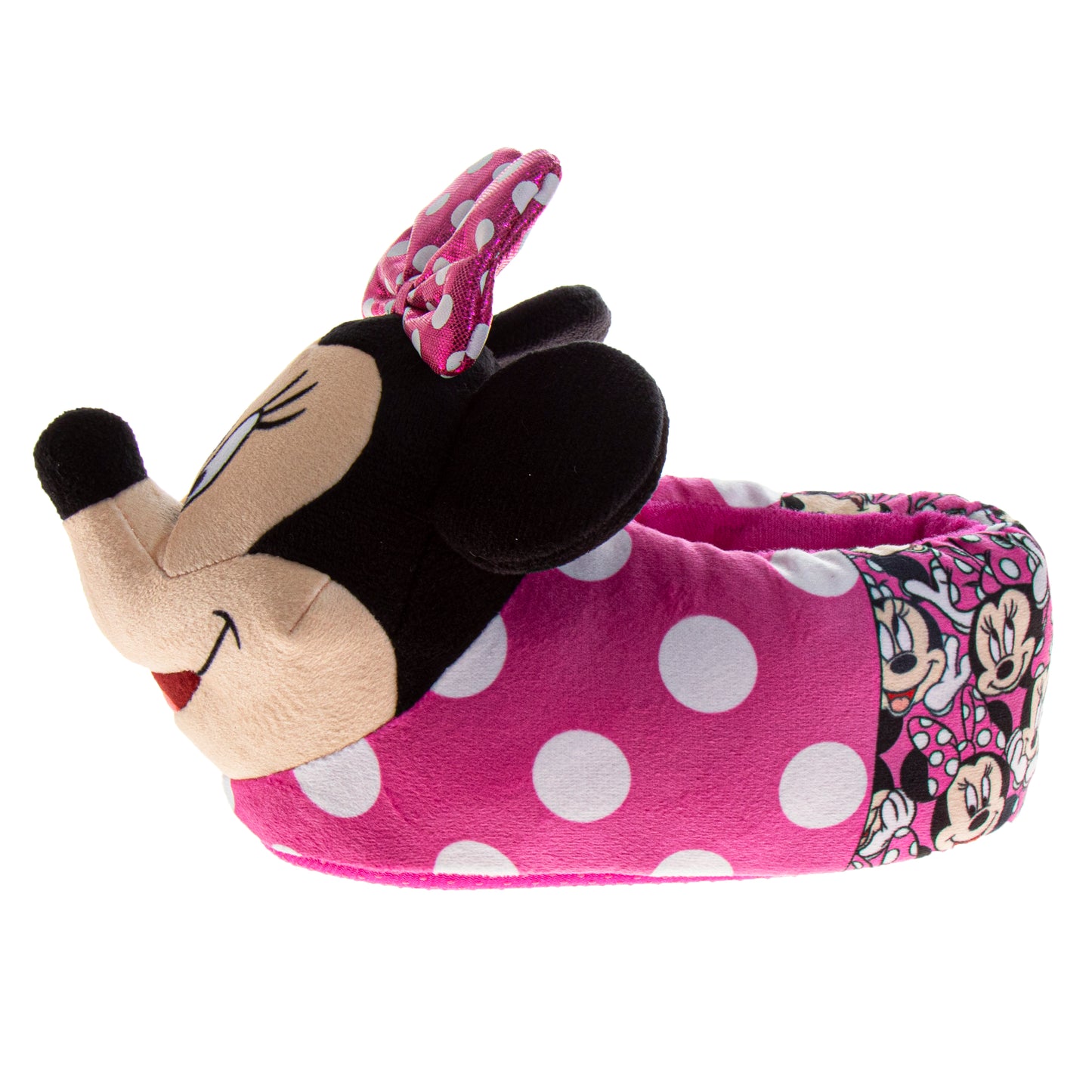 Disney Minnie Mouse 3D Girls Slippers Minnie's Bow Plush Warm Soft Aline Comfy Lightweight House Shoes (5-10 toddler)