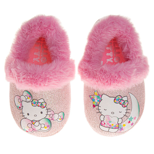 Josmo Sanrio Hello Kitty slippers Girls - Kitty White indoor cute house shoes plush fuzzy shoes Cat slippers (toddler)