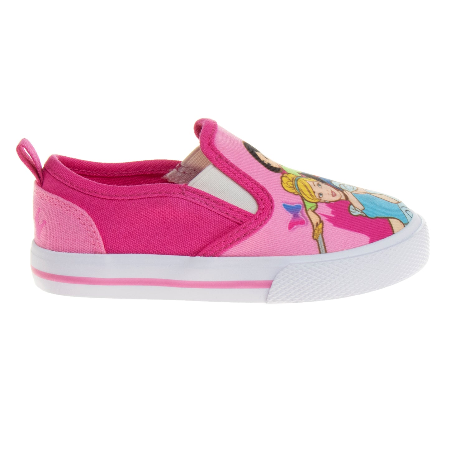 Disney Princess Girls No Lace Shoes - Disney Character Loafer Low top SlipOn Casual Tennis Canvas Sneakers (size 5-12 toddler)