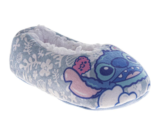 Disney Stitch Slippers for Girls Stitch Design Blue Warm Soft Fleece Padded Sole (Toddler / Little Kid)