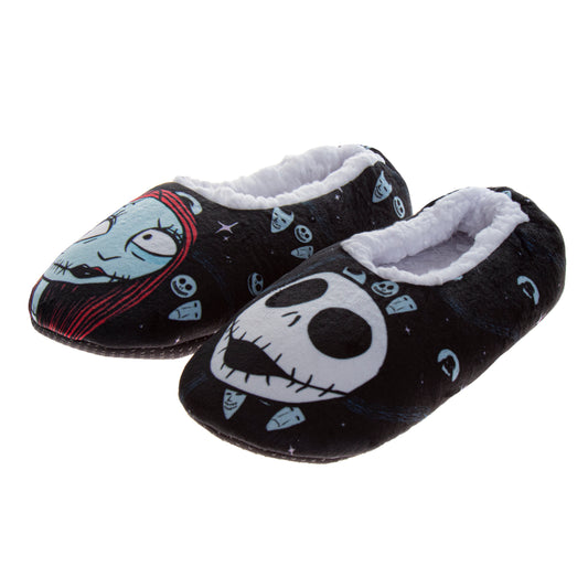 Disney Nightmare Before Christmas Slippers for Women's Jack and Sally Cushioned Plush Home Wear Warm (Women’s / Adult)