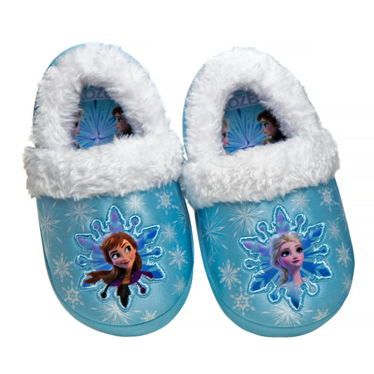 Disney Frozen Girls Slippers - Elsa and Anna Plush Lightweight Warm Comfort Soft Aline House Shoes - Purple (sizes 5-12 Toddler)