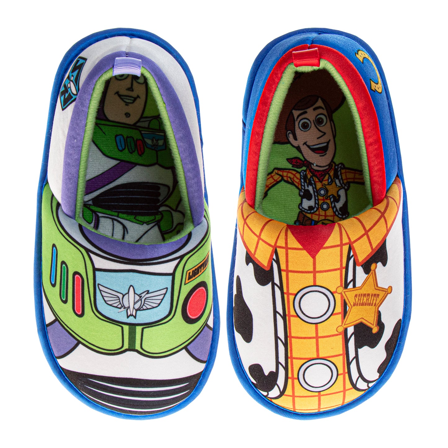 Disney Toy Story Boys Slippers Woody & Buzz Plush Warm Soft Aline Comfy Lightweight House Shoes (5-10 toddler)