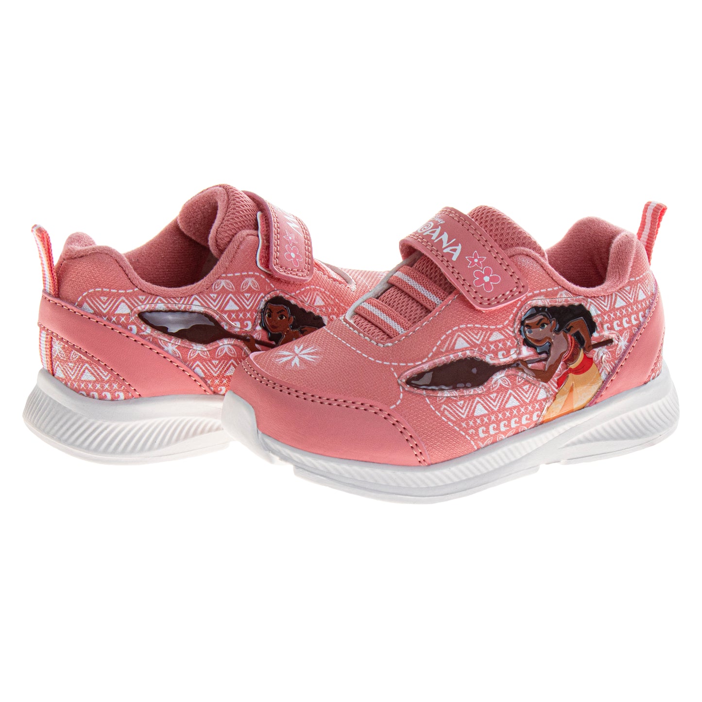 Disney Moana Girls' Hook and Loop Light Up Fashion Sneakers (Toddlers)