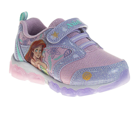 Disney The Little Mermaid Girls' Hook and Loop Light Up Fashion Sneakers (Toddlers)