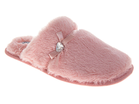 Badgley Mischka Slippers for Women - Classic Sparkling Brooch Comfortable Style (Adults)