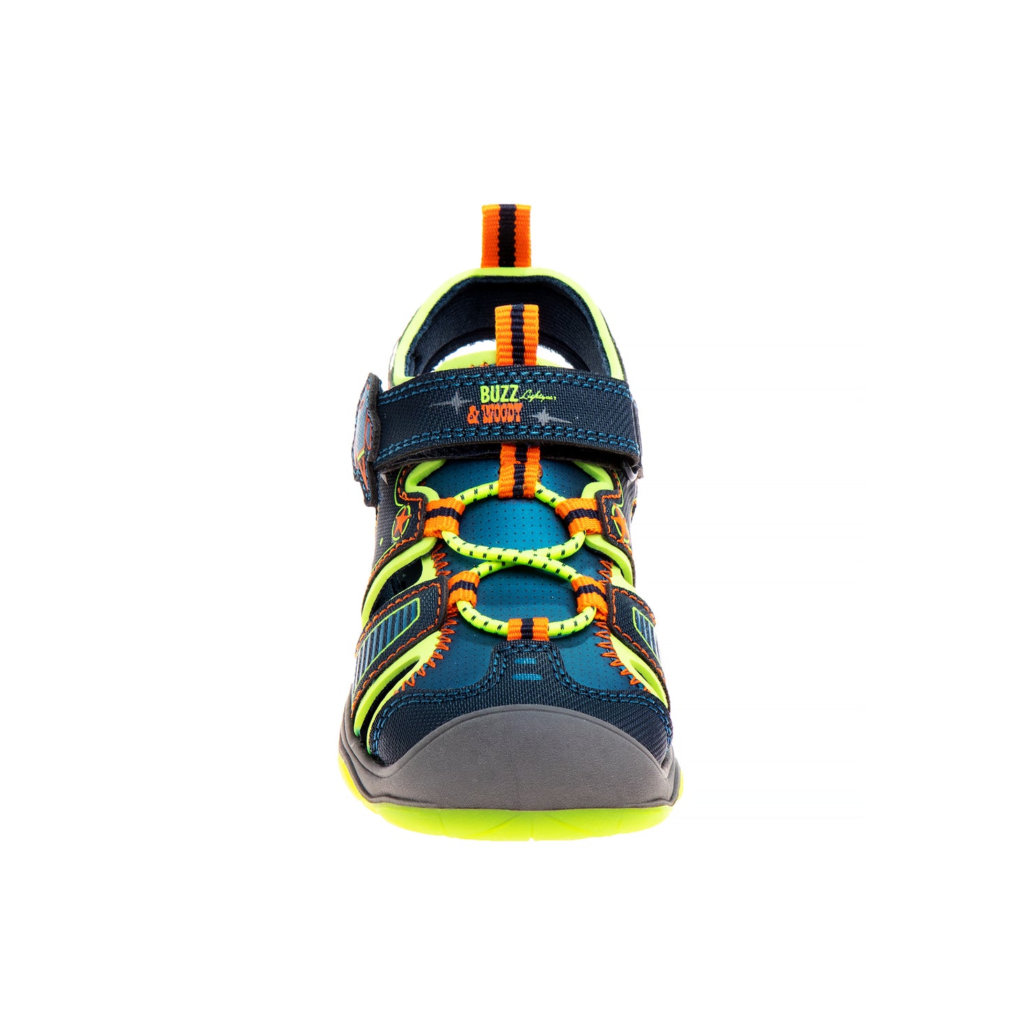 Disney Pixar Toy Story Woody Buzz Summer Boys Sandals with Lights - Beach Pool Water Open Toe slides Adjustable - Green Navy (Toddler)