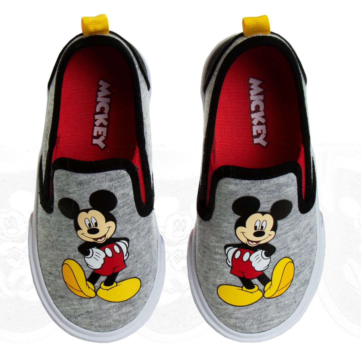 Mickey Mouse Casual No Lace Shoes - Low top Canvas Slip-on Tennis Boys Sneakers - Disney Character sneaker shoe (Size 5-12 Toddler)