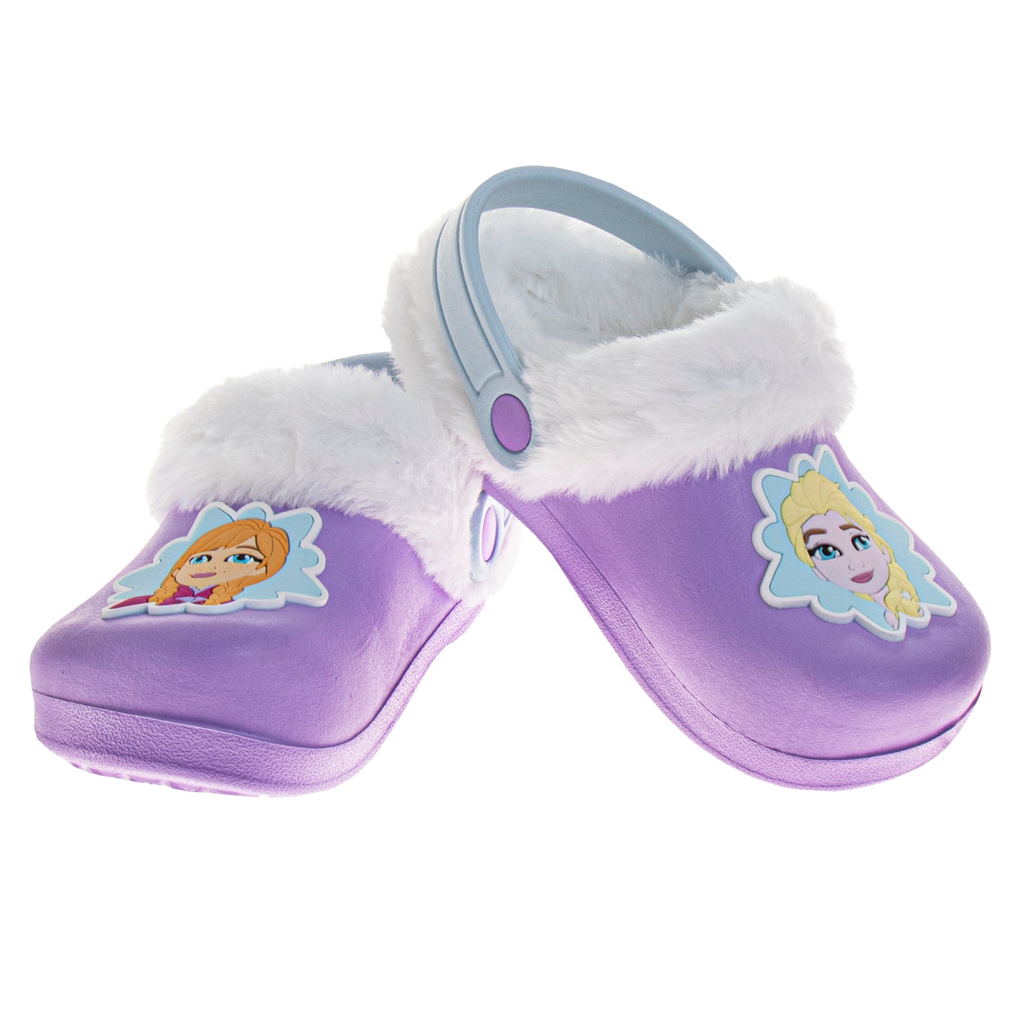 Disney Frozen Anna and Elsa Fuzzy Fleece Lined Clogs for Girls Winter Warm Plush Garden Shoes (Toddler)