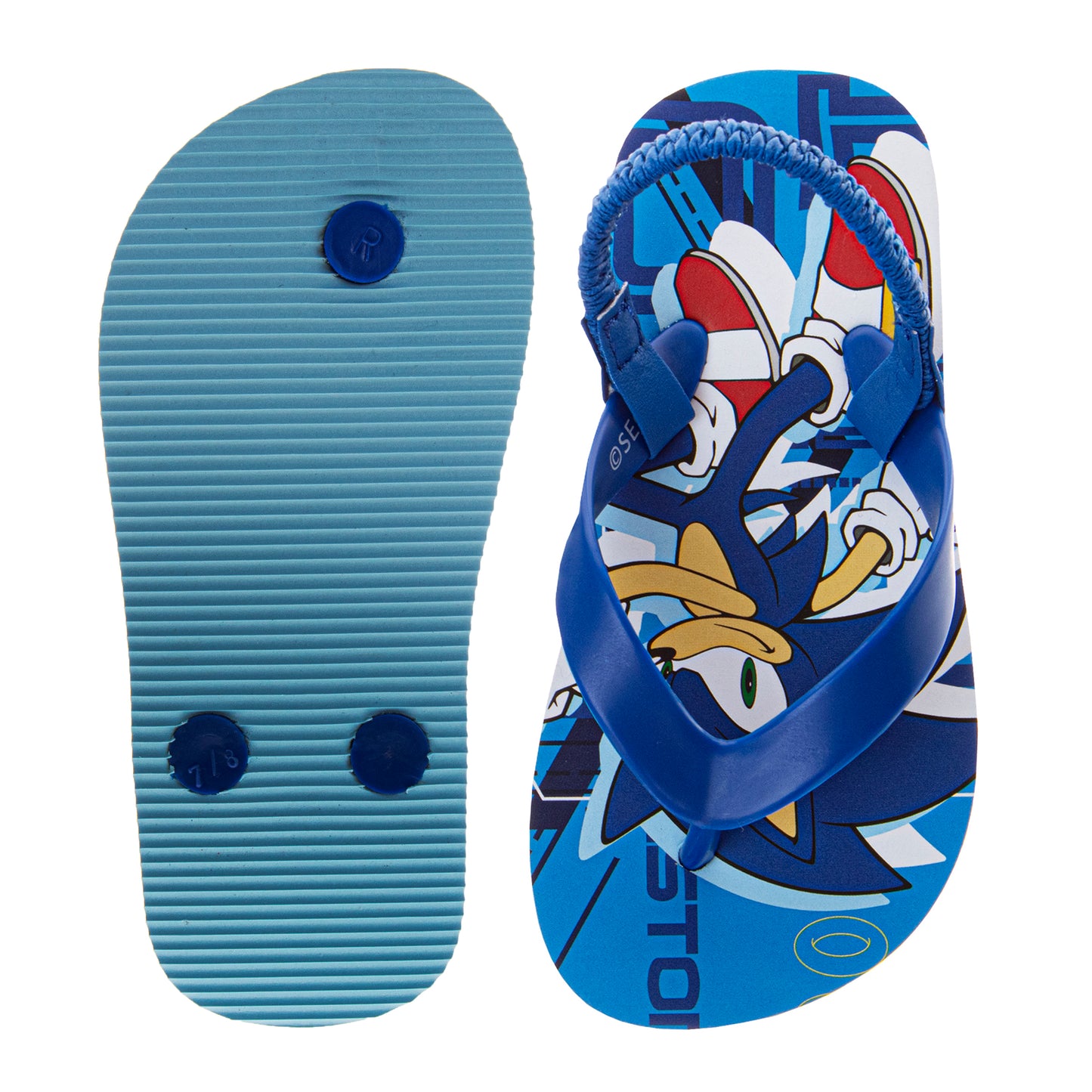 Josmo Sonic the Hedgehog Flip Flop Sandal Water Shoes - Beach Slides SlipOn Thong FlipFlops Sandals for Boys (5-10 Toddler 11-12)