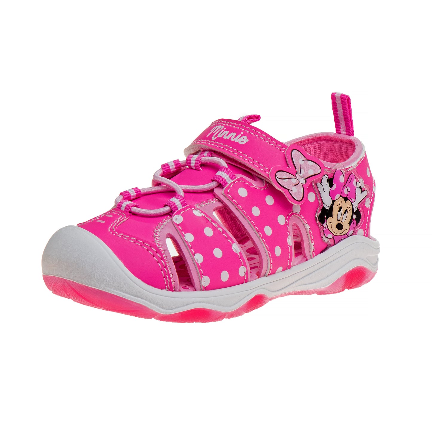 Disney Minnie MoMinnie Mouse LED light up Hook & Loop Girls Toddler Closed Toe Sport Sandals