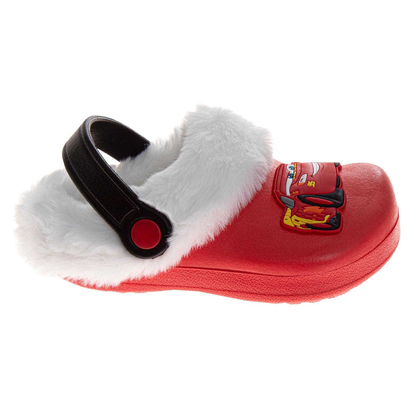 Disney Cars Lightning Mcqueen Fuzzy Fleece Lined Clogs for Boys Winter Warm Plush Garden Shoes (Toddler)