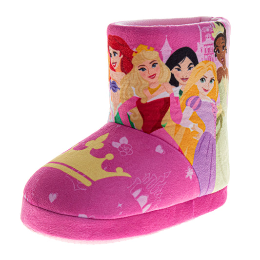 Disney Princess Slippers Booties Belle, Snow White, Jasmine, Cinderella, Ariel Warm Fluffy House Slippers for Girls (Toddlers)