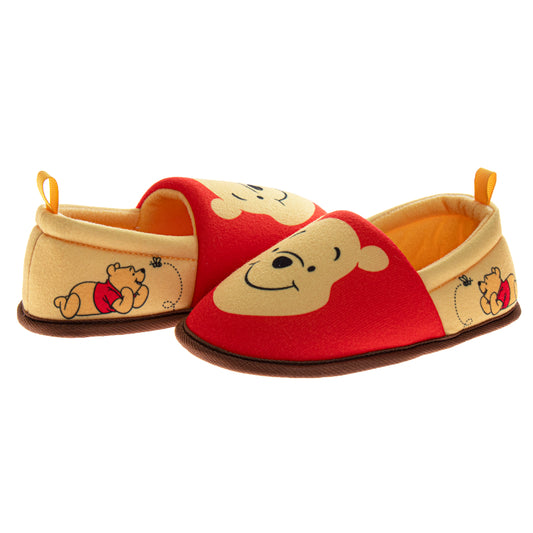 Disney Winnie the Pooh Boys/Girls Slippers  - Pooh Plush Warm Soft Aline Comfy Lightweight House Shoes (5-10 toddler)