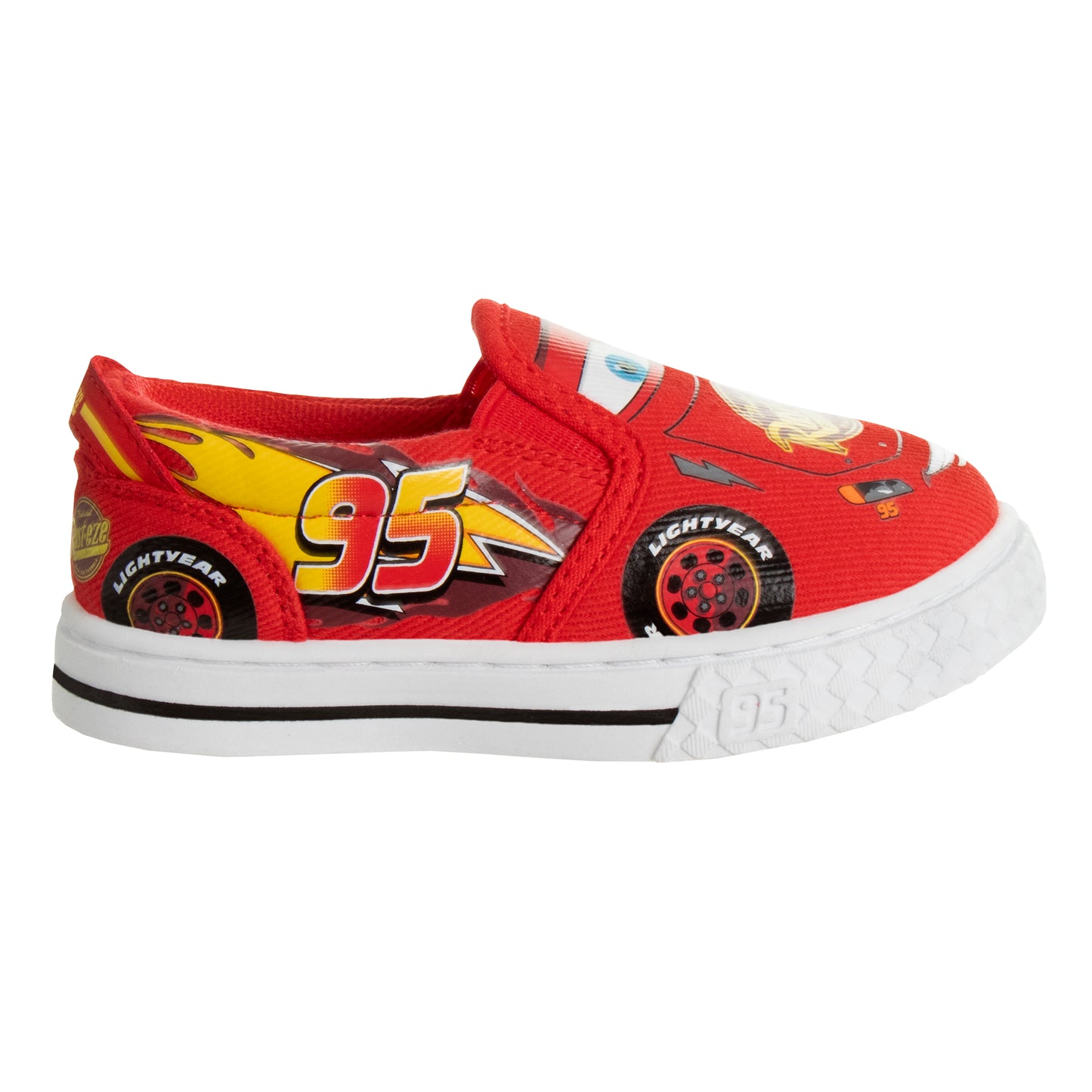 Josmo Disney Boy's Lightning McQueen Cars Slip-On Shoes - Lowtop Canvas Sneakers for Boys (Sizes: 5-10 Toddlerss)