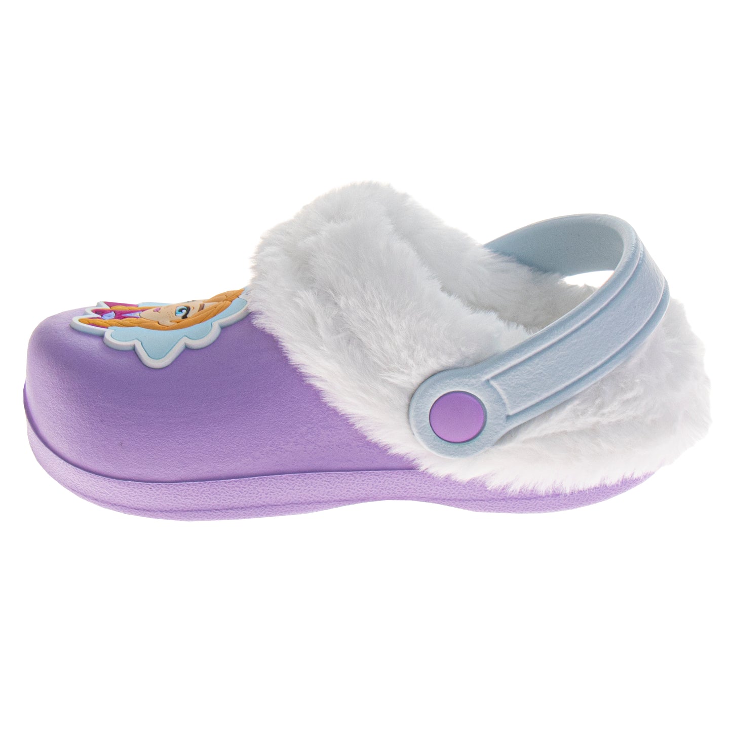 Disney Frozen Anna and Elsa Fuzzy Fleece Lined Clogs for Girls Winter Warm Plush Garden Shoes (Toddler)