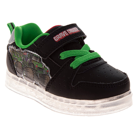 Monster Jam Monster Truck Design Sneakers Boys Green Details Rugged Tread Action Ready HighImpact Look Velcro Closure (Toddler / Little Kid)