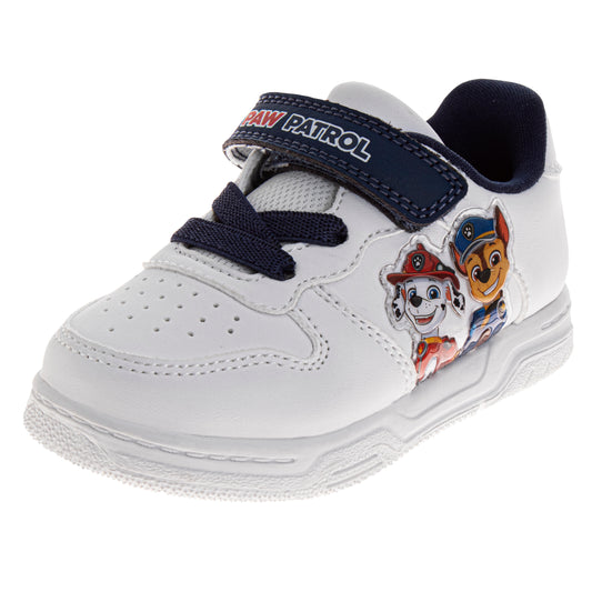 Nickelodeon Official Paw Patrol Chase & Marshall Sneakers Boys White Rescue Team Athletic Running Velcro Closure Durable (Toddler / Little Kid)