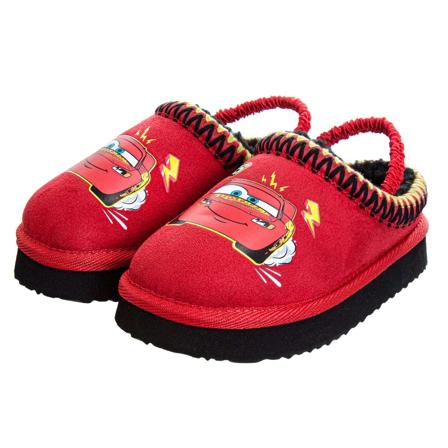 Disney Cars Snow Boys Slippers Lightning Mcqueen Boots Faux Fur Winter Mules Cozy Warm House Shoes (Toddlers)
