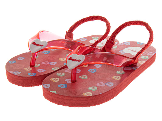 Sweet Heart Toddler Flip Flops Slip-On Beach, Pool Sandals with Strap Slip-Resistant (Sizes 6–11 Toddler)