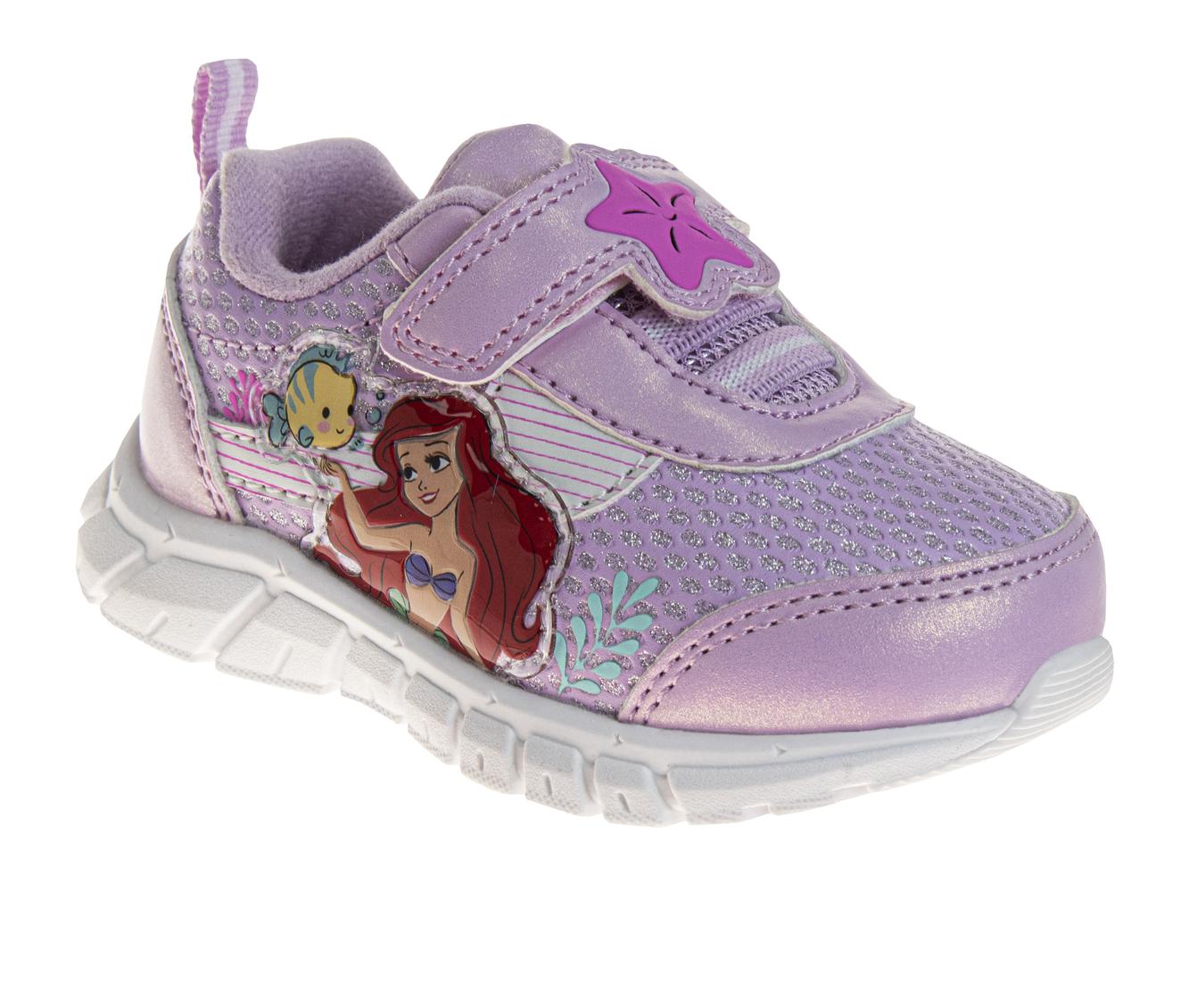 Disney Character Strap Shoes for Baby Girls - Little Mermaid Ariel Comftable Lightweight Sneakers (Size 2-4 Infant 5-6 Toddler)