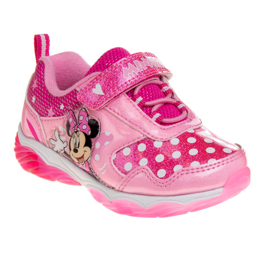 Disney Girls Minnie Mouse Light Up Laceless Running Shoes (Toddler/Little Girl)