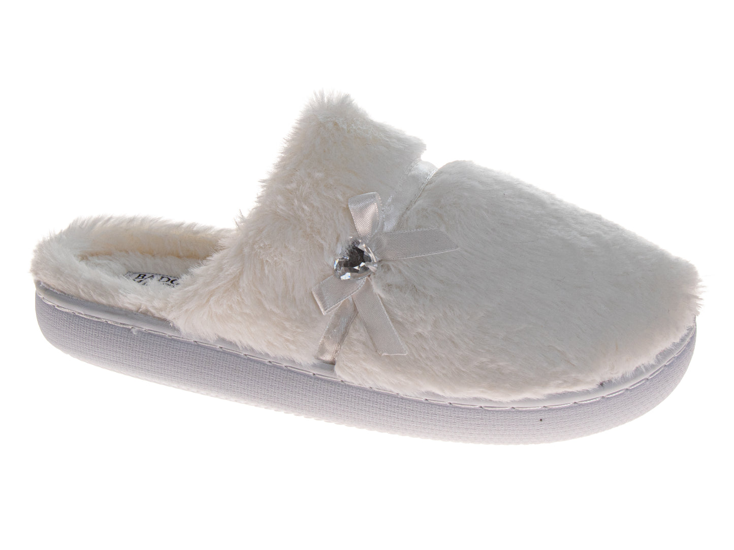 Badgley Mischka Slippers for Women - Classic Sparkling Brooch Comfortable Style (Adults)