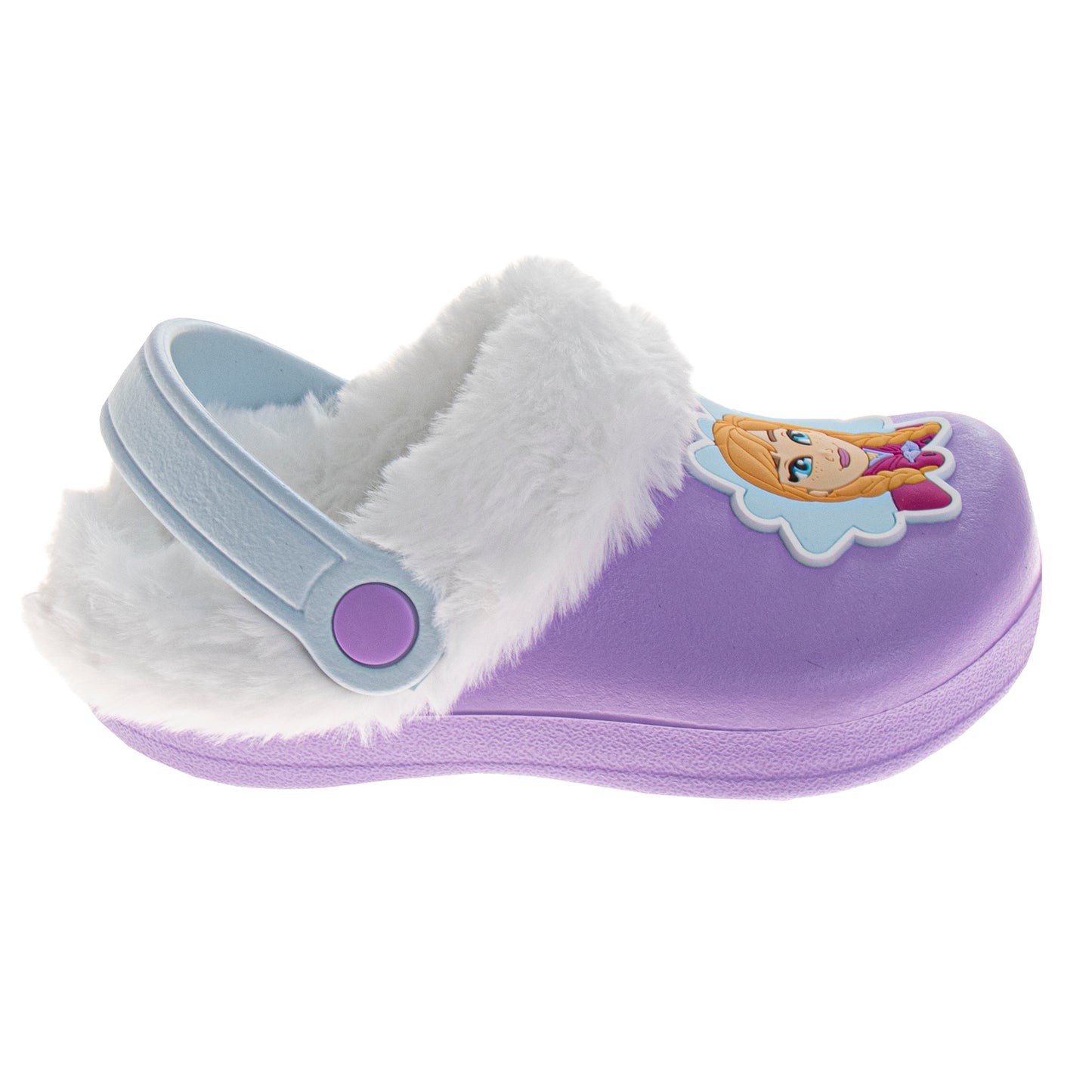 Disney Frozen Anna and Elsa Fuzzy Fleece Lined Clogs for Girls Winter Warm Plush Garden Shoes (Toddler)