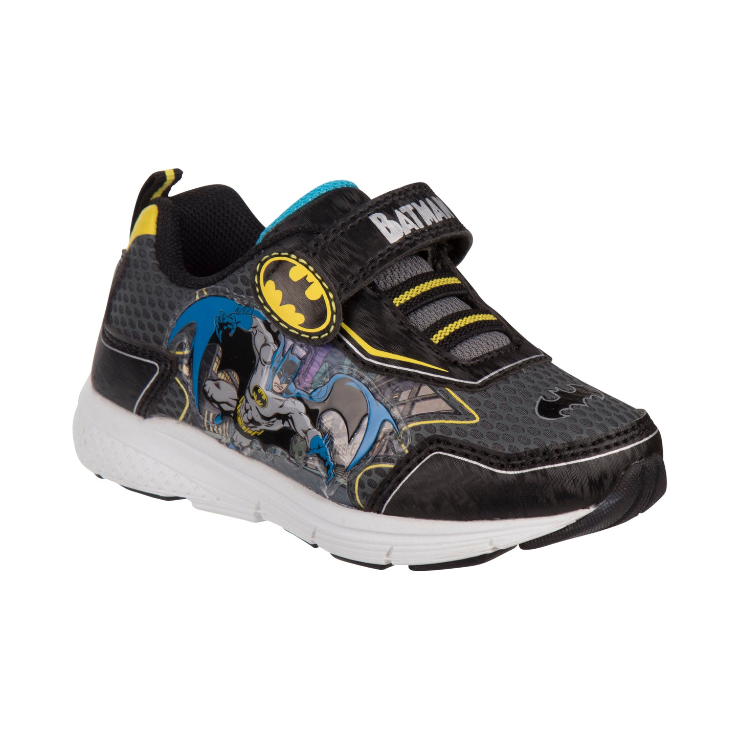 Josmo Boys Batman - Toddler Sneaker Superhero Comics Slip on Laceless Runner Breathable Sneakers Light up Tennis (Size 6-12 Toddler)
