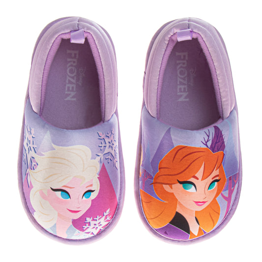 Disney Frozen Girls Slippers  Anna and Elsa Plush Warm Soft Aline Comfy Lightweight House Shoes (5-10 toddler)
